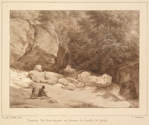 Krysset mellom de to elvene som danner Cascade de Grésy av Unknown artist