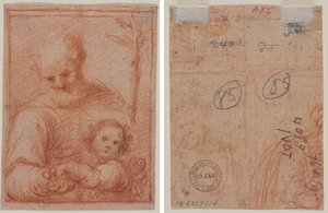 Joseph og barn (rekto); Fragment av to figurer (verso) av Unknown artist