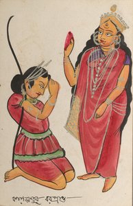 Kalaketu mottar en velsignelse fra gudinnen Chandi av Unknown artist