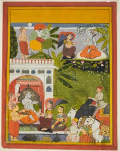 Kama skyter en kjærlighetspil mot Shiva, fra en kopi av Gauris sang (Gita-Gauri) av Unknown artist