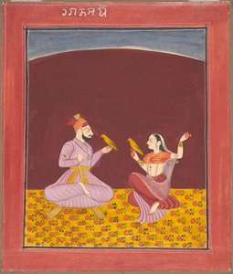 Kamod Raga fra "Dipak Raga"-familien, side fra en Ragamala-serie av Unknown artist