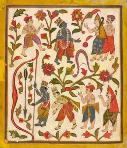 Krishna and the Bow, folio 24 fra «Tula Ram» <em>Bhagavata Purana</em> av Unknown artist