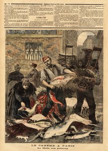 Fiskemarkedet i Paris. Gravering i "" Le petit journal""" 4/03/1893. Samling av Selva. av Unknown artist