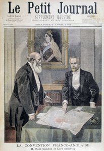 Den fransk-engelske konvensjonen: Mr. Paul Cambon og Lord Salisbury - i "" Le PetitJournal"" av 09.04.1899 av Unknown artist