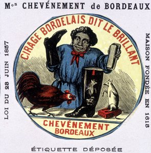 Etikett på ""Bordelais polish dit le Brillant: Chevènement de Bordeaux"". n.d. 1800-tallet av Unknown artist