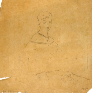 Dame i aftenkjole med figur av Venus fra Milo av Unknown artist