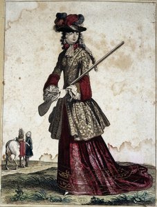 Dame i jakten - gravering av Unknown artist