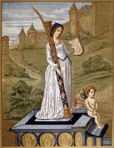 Laure leder kjærligheten til kyskhetens tempel (Laura de Noves av Unknown artist