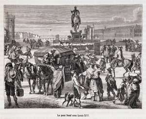 Le Pont Neuf under Louis XIII - Gravering av det 19. århundre av Unknown artist