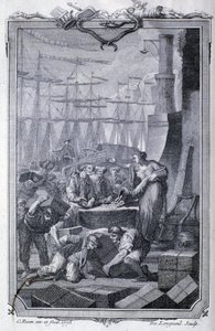 Handel med koloniene (inkludert kaffe) - i ""Philosophy and politics of European establishments and trade with the two Indias"" av G.T. Raynal, red. Pellet, Genève av Unknown artist
