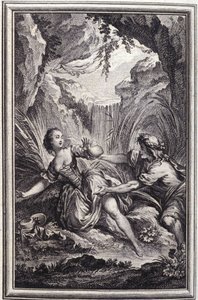 The Scamander River - i ""Fortellinger og noveller på vers"" av Jean La Fontaine. 1762. av Unknown artist
