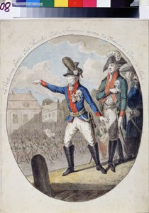 Marskalk Alexander Alexander Souwaroff (Souvaroff eller Souvarov eller Alexander Souvorov) (1729-1800) inspiserte tropper før kurfyrsten til det saksiske palasset, Warszawa, i 1794 under Kosciuszko-opprøret. (Feltmarskalk Alexandr Suvorov insp av Unknown artist