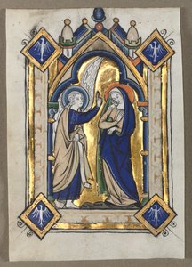 Blad utskåret fra en psalter: Bebudelsen av Unknown artist