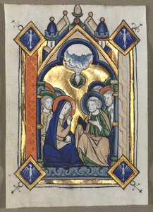 Blad utskåret fra en psalter: Pinsen av Unknown artist