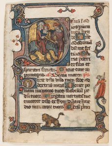 Blad fra en timebok: Innledende D: Flyreise til Egypt (2 av 2 utskårne blader) av Unknown artist