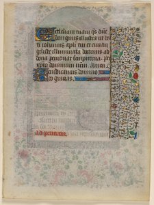 Blad fra en timebok: Tekst (verso) av Unknown artist