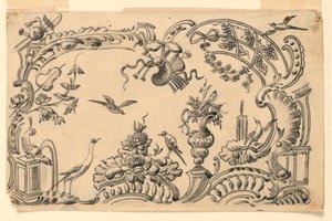 Blad med motiver for dekorasjoner av snusbokser av Unknown artist