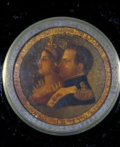 Lokk på en snusboks med portretter av Napoleon I og Josephine. Milano, Risorgimento-museet av Unknown artist