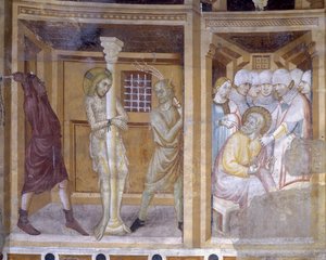 Kristi liv, detalj: Pisking, Sant#39;Abbondio-kirken, Italia av Unknown artist