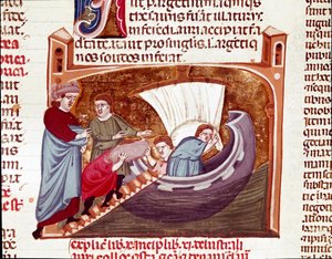 Laster et skip på tiden av keiser Justinian (miniatyr av Unknown artist