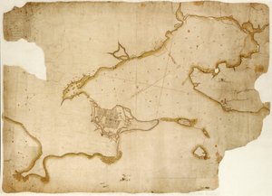 Louisburg festning og havn, Cape Breton, ca. 1745 (manuskript) av Unknown artist