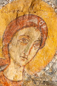 Madonna og barn mellom erkeenglene, detalj av Jomfru Maria av Unknown artist