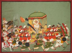 Maharao Chattar Sal (regjerte 1758–64) fra Kota i en Palanquin av Unknown artist