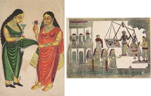 Maid Bringing a Hookah to a Lady (recto); Krishna vektet mot dyrebare gjenstander (?) (verso) av Unknown artist