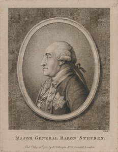 Generalmajor Baron Steuben (radering) av Unknown artist