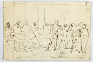 Mann holder tale av Unknown artist