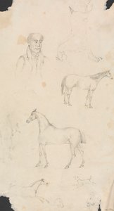 Mennesker, hester og hunder av Unknown artist
