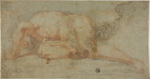 Mann som ligger ned, arm over hodet av Unknown artist