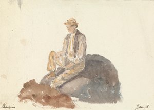 Mann som sitter på en stein (Madeira 16. januar) av Unknown artist