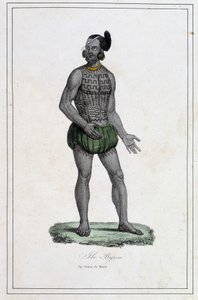 Man of Byron Islands with tattoos (Polynesia) - i "The different peoples of the earth" av Abbe Paul Jonhanneaud, Librairie des Bons livres av Unknown artist