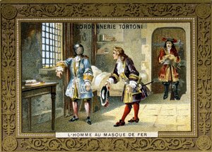 Mann med jernmaskelåser i fengselet til Saint Margaret - Chromo of the Shoemaker Tortoni av Unknown artist