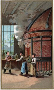 Produksjon av porselen: matlaging. Kromolitografi fra slutten av 1800-tallet av Unknown artist