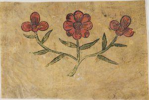 Manuskriptutklipp med blomster av Unknown artist