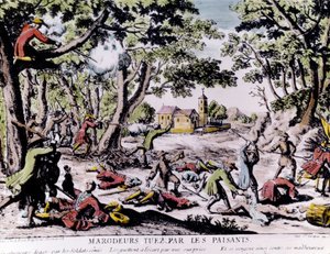 Marauders skutt av bønder. 1700-tallstrykk Paris, B.N. av Unknown artist