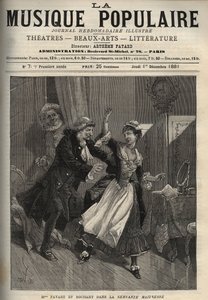 Marie Justine Benoite Duronceray, kalt Madame Favart, og Rochart (Rochard) i "Servante Maitresse" (Serva padrona) av Pergolese (Giovanni Battista Pergolesi) - gravering i "" Popular Music""" berømte ukeavis - 1882 av Unknown artist