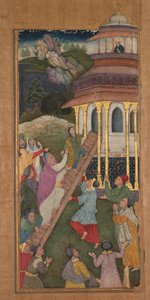 Maria stiger opp trappene til templet, fra et hellighetsspeil (Mir’at al-quds) av far Jerome Xavier av Unknown artist