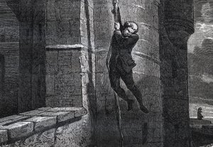 Masers De Latude escaping from the Bastille - Escape de la Bastille by Jean Henry, dit Danry, dit Masers de Latude (1725-1805) - engraving in “” Dictionnaire populaire illustrious”” - 1864 - by Joseph Decembre and Edmond Allonier - av Unknown artist