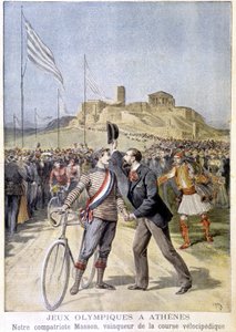 Masson vinner av det velocipedic race ved de olympiske leker i Athen - i "" Le Petite Journal"" av 26.04.1896 av Unknown artist