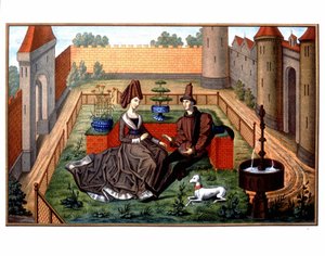 Maulgis og den vakre Oriande (høflig kjærlighetsscene), middelalder av Unknown artist