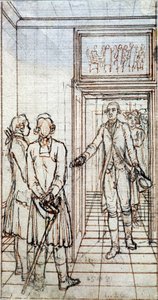 Møte mellom Goethe og Jung Stilling i Strasbourg. 1800-talls tegning. av Unknown artist