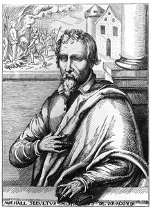 Michel Servet (Michel de Villanueva) (1511-1553), Spanish doctor and theologian. Engraving av Unknown artist