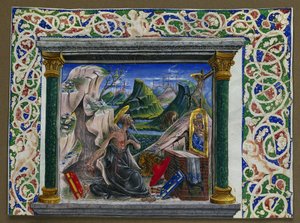 Miniatyr utskåret fra et manuskript: St. Hieronymus i ødemarken av Unknown artist