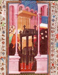 Miniatyr begravelsesscene fra "" The Hours of Edward I (Duarte) of Portugal (1391-1438)" Lisboa fra 1400-tallet, Torre do Tombo av Unknown artist