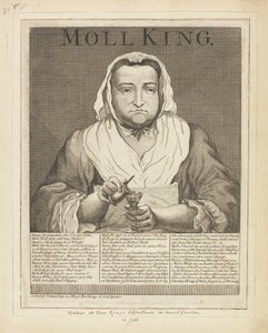 Moll King (Broadside Engraved Portrait of the Notorious Mistress of King's Coffee-House in Covent Garden...) av Unknown artist