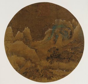 Fjelllandskap: fjellknauser, tempel og furu av Unknown artist