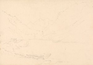 Fjelllandskap og innsjø av Unknown artist